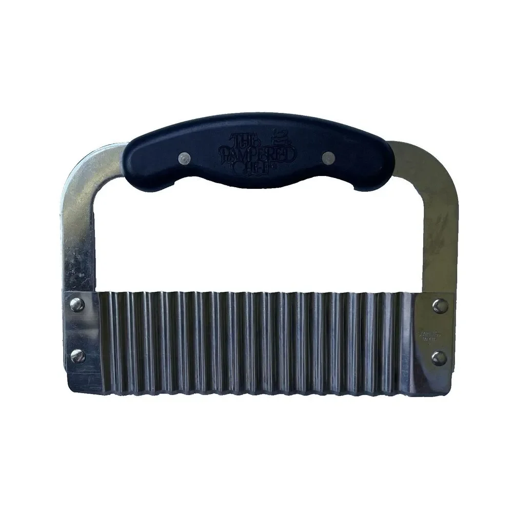 Pampered Chef Vintage Crinkle Cutter Stainless Steel Black Handle Food Slicer